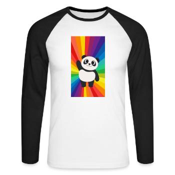 Panda mignon sur les couleurs de l’arc-en-ciel cadeau queer - T-shirt baseball manches longues Homme - blanc/noir - Devant - Nik (191cm)