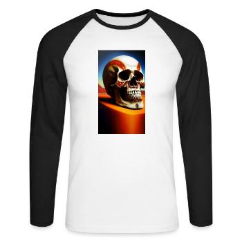 Mexiko Schädel - Unisex Baseballshirt langarm - Weiß/Schwarz - Vorne - Nik (191cm)
