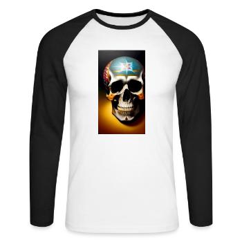 Crâne mexicain - T-shirt baseball manches longues Homme - blanc/noir - Devant - Nik (191cm)