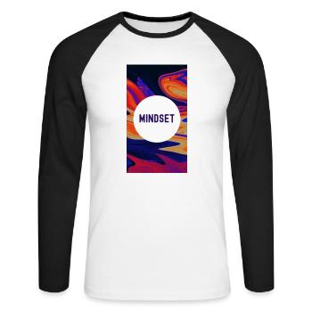 Mindset-Beherrschung ist der Schlüssel - Unisex Baseballshirt langarm - Weiß/Schwarz - Vorne - Nik (191cm)
