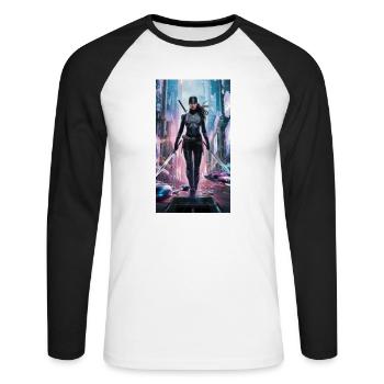Ninja-Superhero - Unisex Baseballshirt langarm - Weiß/Schwarz - Vorne - Nik (191cm)