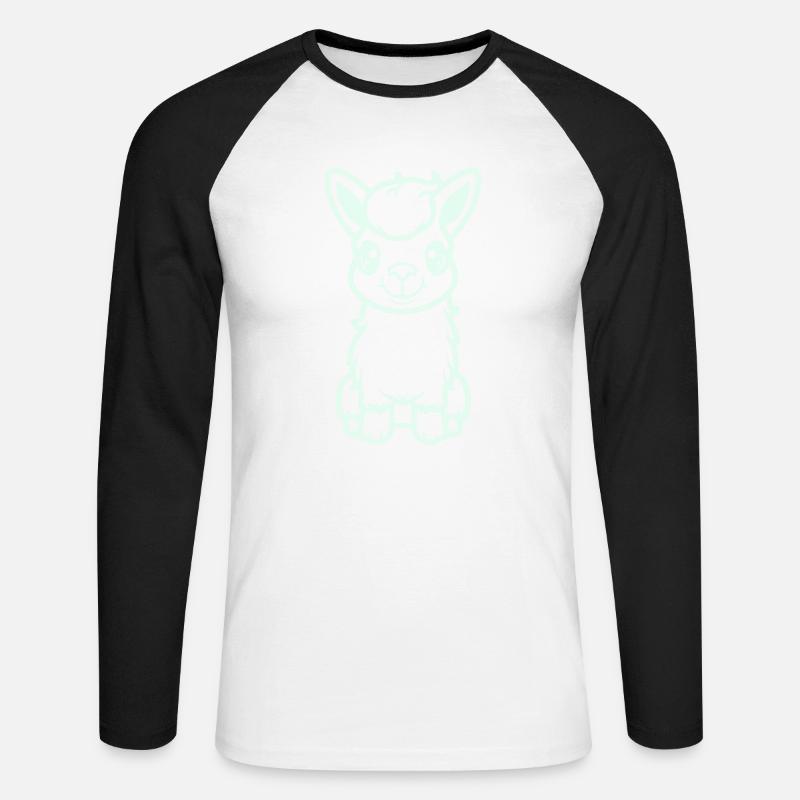 lama al paka comic - Unisex Baseballshirt langarm - Weiß/Schwarz