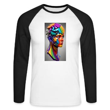 Color 1 - Unisex Baseballshirt langarm - Weiß/Schwarz - Vorne - Nik (191cm)