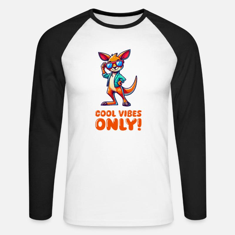 Kangaroo Comic Sonnenbrille - Unisex Baseballshirt langarm - Weiß/Schwarz