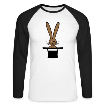Lapin Chapeau Haut de forme Sorcier Lapin Sorcier Mignon - T-shirt baseball manches longues Homme - blanc/noir - Devant - Nik (191cm)