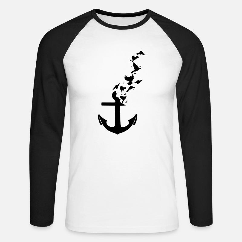 anchor - Unisex Long Sleeve Baseball T-Shirt - white/black