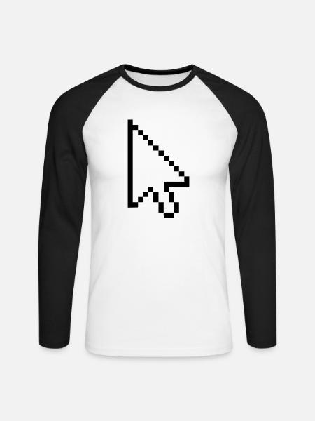 Pixel Mauszeiger - Unisex Baseballshirt langarm - Weiß/Schwarz