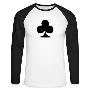 Kreuz Poker - Unisex Baseballshirt langarm - Weiß/Schwarz - Vorne - Nik (191cm)
