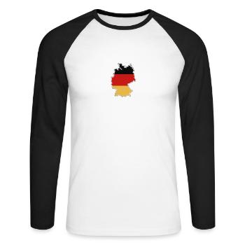 This is where my story begins - Motiv Deutschland - Unisex Baseballshirt langarm - Weiß/Schwarz - Vorne - Nik (191cm)