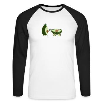 Avocado as a walking mom (b) - Unisex Long Sleeve Baseball T-Shirt - white/black - Front - Nik (191cm)