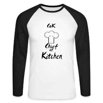 Chefkoch - Unisex Baseballshirt langarm - Weiß/Schwarz - Vorne - Nik (191cm)