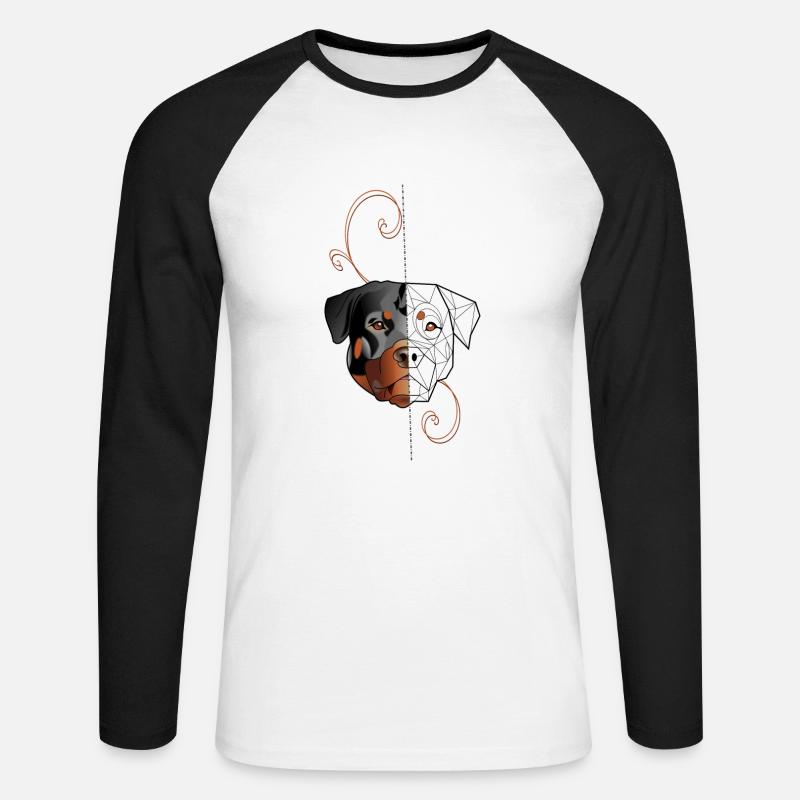 Rottweiler - Doppelseitig - Unisex Baseballshirt langarm - Weiß/Schwarz