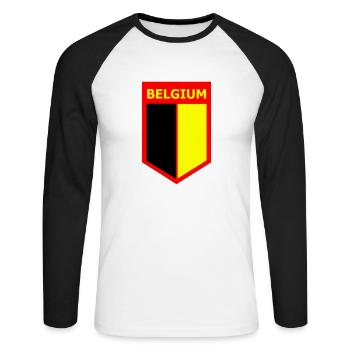 Drapeau BELGIUM - T-shirt baseball manches longues Homme - blanc/noir - Devant - Nik (191cm)