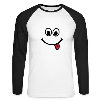 Smiley - Unisex Long Sleeve Baseball T-Shirt - white/black - Front - Nik (191cm)