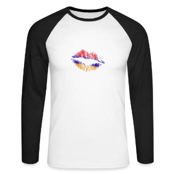 Arménie Arménie Arménie drapeau Arménien Cadeau - T-shirt baseball manches longues Homme - blanc/noir - Devant - Nik (191cm)