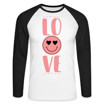 Sourire d’amour - T-shirt baseball manches longues Homme - blanc/noir - Devant - Nik (191cm)