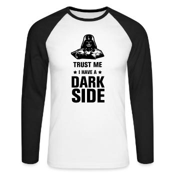 Dunkle Seite - Unisex Baseballshirt langarm - Weiß/Schwarz - Vorne - Nik (191cm)