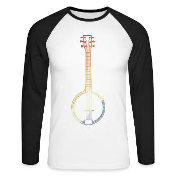 Banjo Croquis Look des années 90 - T-shirt baseball manches longues Homme - blanc/noir - Devant - Nik (191cm)