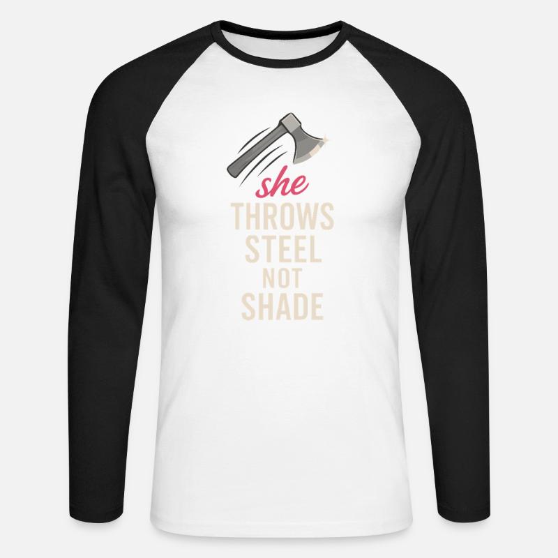 Frauen Axtwerfen Geschenk I Steckäxte - Unisex Baseballshirt langarm - Weiß/Schwarz