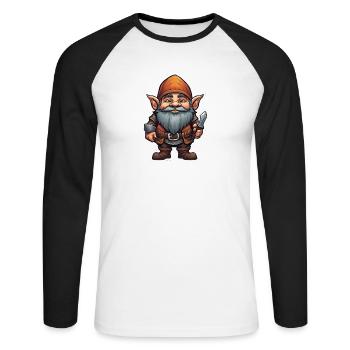 Guerrier nain espiègle - T-shirt baseball manches longues Homme - blanc/noir - Devant - Nik (191cm)