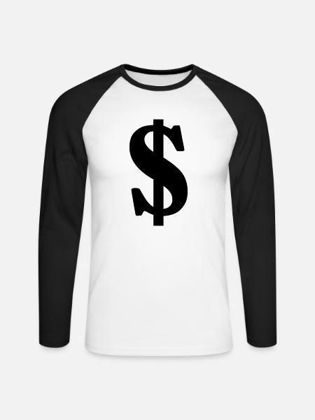 $ dollar cash - Unisex Baseballshirt langarm - Weiß/Schwarz
