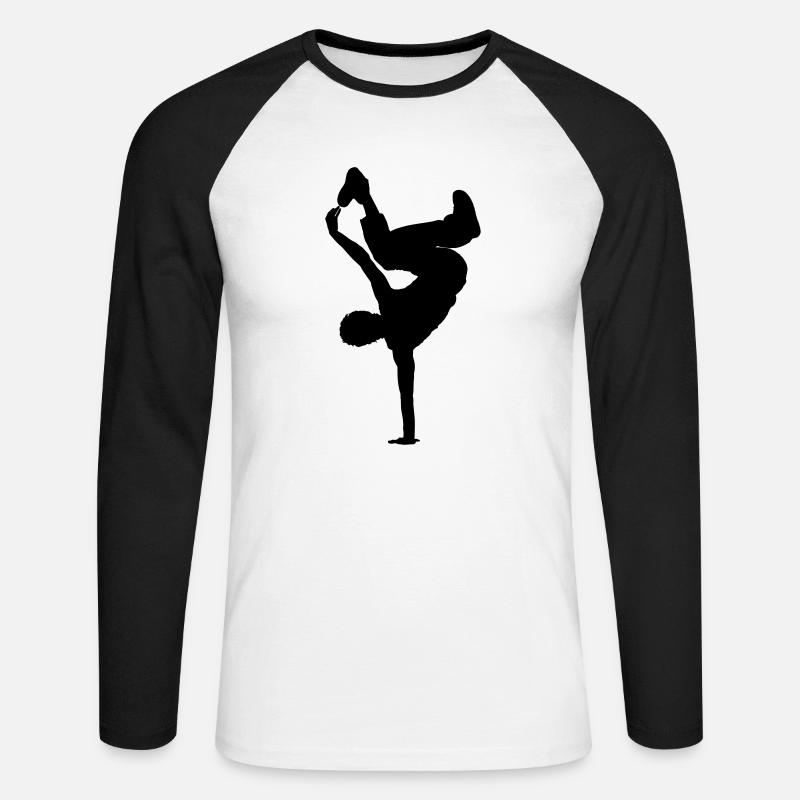 Breakdancer - Unisex Baseballshirt langarm - Weiß/Schwarz