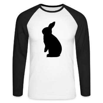 Rex Hase Kaninchen Häschen Rasse Langohr Nager - Unisex Baseballshirt langarm - Weiß/Schwarz - Vorne - Nik (191cm)