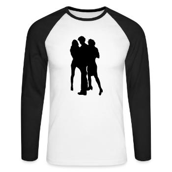 blond girls - Unisex Baseballshirt langarm - Weiß/Schwarz - Vorne - Nik (191cm)