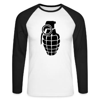 garnet grenade granada granata 811 - Unisex Long Sleeve Baseball T-Shirt - white/black - Front - Nik (191cm)