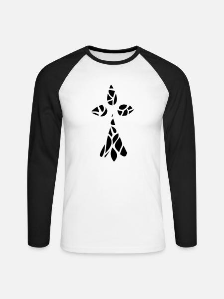 Hermine - T-shirt baseball manches longues Homme - blanc/noir
