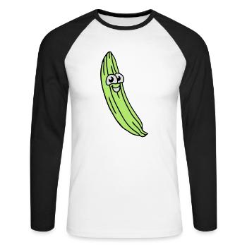 concombre doux - T-shirt baseball manches longues Homme - blanc/noir - Devant - Nik (191cm)