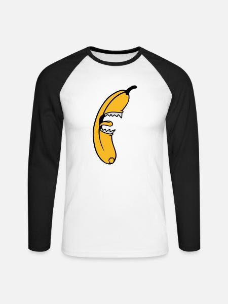 Evil Monster Banana - Unisex Baseballshirt langarm - Weiß/Schwarz