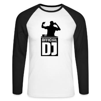 Official DJ - Unisex Baseballshirt langarm - Weiß/Schwarz - Vorne - Nik (191cm)