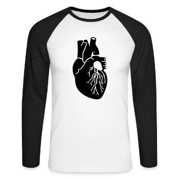 Herz - Unisex Baseballshirt langarm - Weiß/Schwarz - Vorne - Nik (191cm)