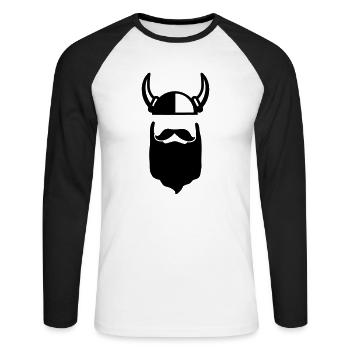 Wikinger - Unisex Baseballshirt langarm - Weiß/Schwarz - Vorne - Nik (191cm)