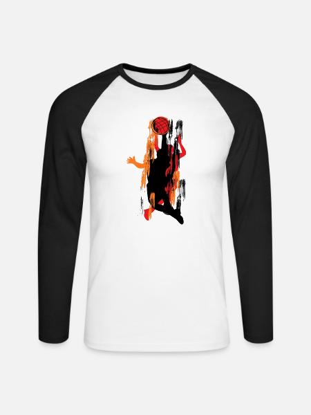basketball - Unisex Baseballshirt langarm - Weiß/Schwarz