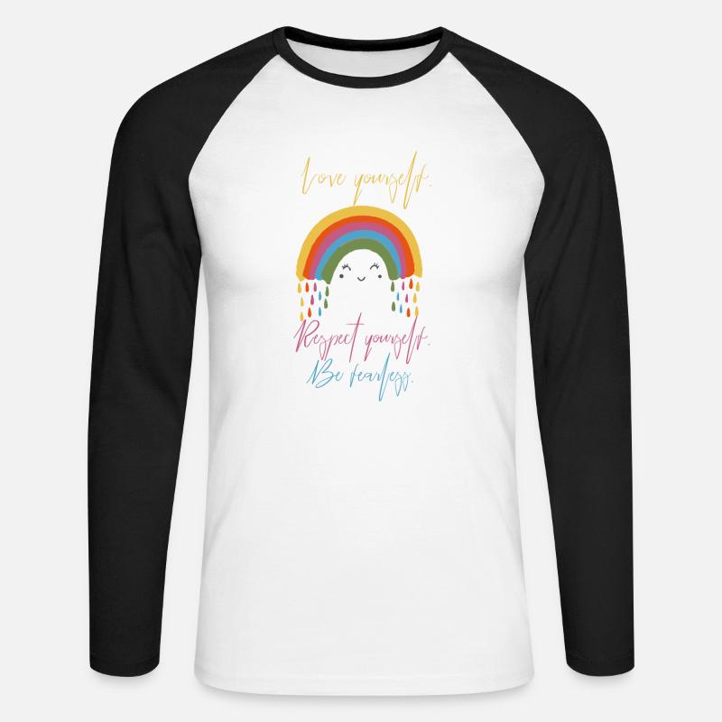 Rainbow, Regenbogen - Unisex Baseballshirt langarm - Weiß/Schwarz