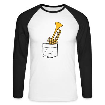 Chest bag trumpet on the go - Unisex Long Sleeve Baseball T-Shirt - white/black - Front - Nik (191cm)