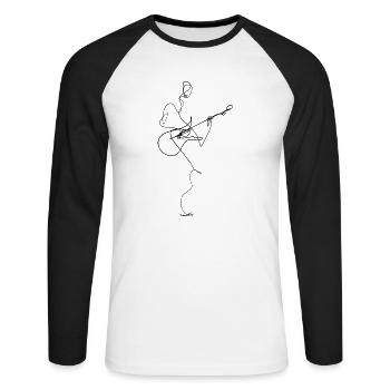Gitarrist - Unisex Baseballshirt langarm - Weiß/Schwarz - Vorne - Nik (191cm)