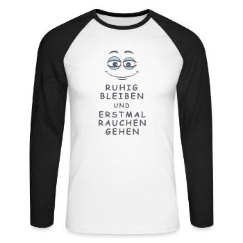 Rauchen gehen - Unisex Baseballshirt langarm - Weiß/Schwarz - Vorne - Nik (191cm)