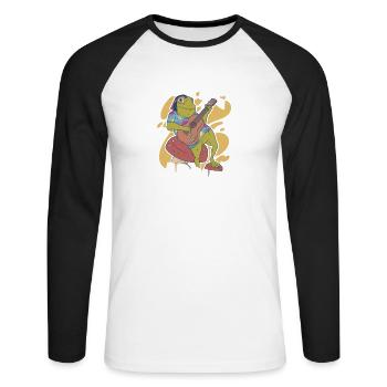 Hip Frog Gift Gift Idea - T-shirt baseball manches longues Homme - blanc/noir - Devant - Nik (191cm)