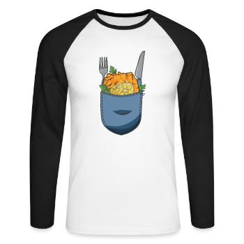 Schnitzel dans votre poche - T-shirt baseball manches longues Homme - blanc/noir - Devant - Nik (191cm)