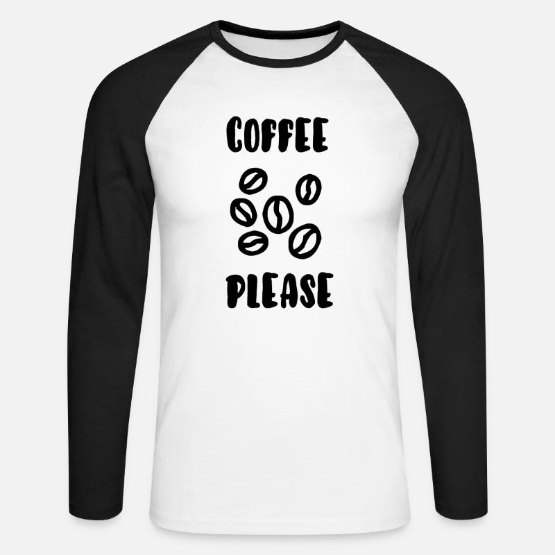 Kaffee bitte - Unisex Baseballshirt langarm - Weiß/Schwarz