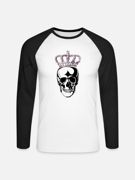 skull king - Unisex Baseballshirt langarm - Weiß/Schwarz