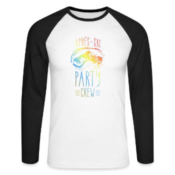Après, Ski, Party, Crew, Mountains, Colorful - Unisex Long Sleeve Baseball T-Shirt - white/black - Front - Nik (191cm)