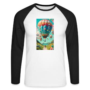 Ballon-Ballon - Unisex Baseballshirt langarm - Weiß/Schwarz - Vorne - Nik (191cm)