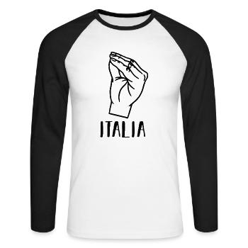 Italie Italien Italien Italie - T-shirt baseball manches longues Homme - blanc/noir - Devant - Nik (191cm)