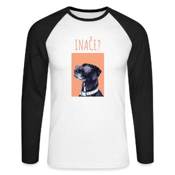 INAČE MAJICA - Unisex Baseballshirt langarm - Weiß/Schwarz - Vorne - Nik (191cm)