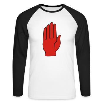 red_hand - Unisex Long Sleeve Baseball T-Shirt - white/black - Front - Nik (191cm)