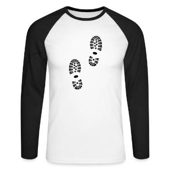Footprints, hiking (super cheap) - T-shirt baseball manches longues Homme - blanc/noir - Devant - Nik (191cm)